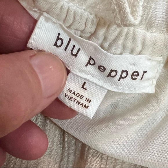 BLUE PEPPER long maxi dress size large gauze adjustable straps flowy lined - Picture 5 of 9